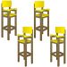 Kit 4 Cadeiras Alta Refeição Infantil Criança Restaurante Lanchonete MDF Bege/Amarelo L12