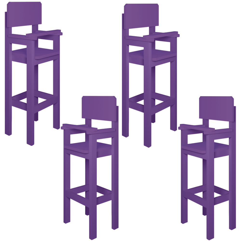 Kit 4 Cadeiras Alta Refeição Infantil Criança Restaurante Lanchonete MDF Lilás L12
