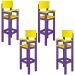 Kit 4 Cadeiras Alta Refeição Infantil Criança Restaurante Lanchonete MDF Lilás/Amarelo L12