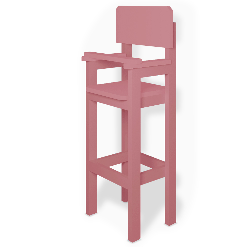 Kit 4 Cadeiras Alta Refeição Infantil Criança Restaurante Lanchonete MDF Rosa L12