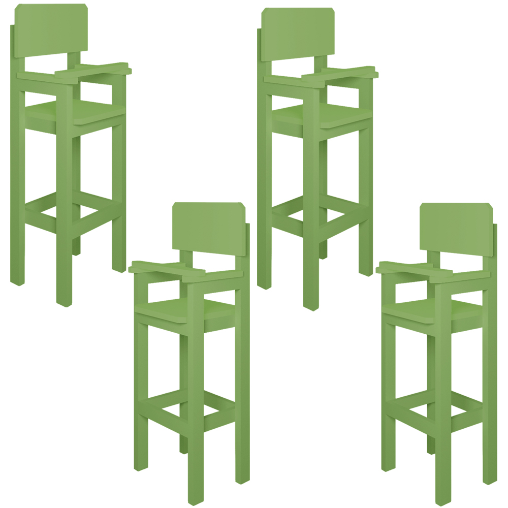Kit 4 Cadeiras Alta Refeição Infantil Criança Restaurante Lanchonete MDF Verde L12