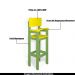 Kit 4 Cadeiras Alta Refeição Infantil Criança Restaurante Lanchonete MDF Verde/Amarelo L12