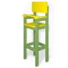 Kit 4 Cadeiras Alta Refeição Infantil Criança Restaurante Lanchonete MDF Verde/Amarelo L12