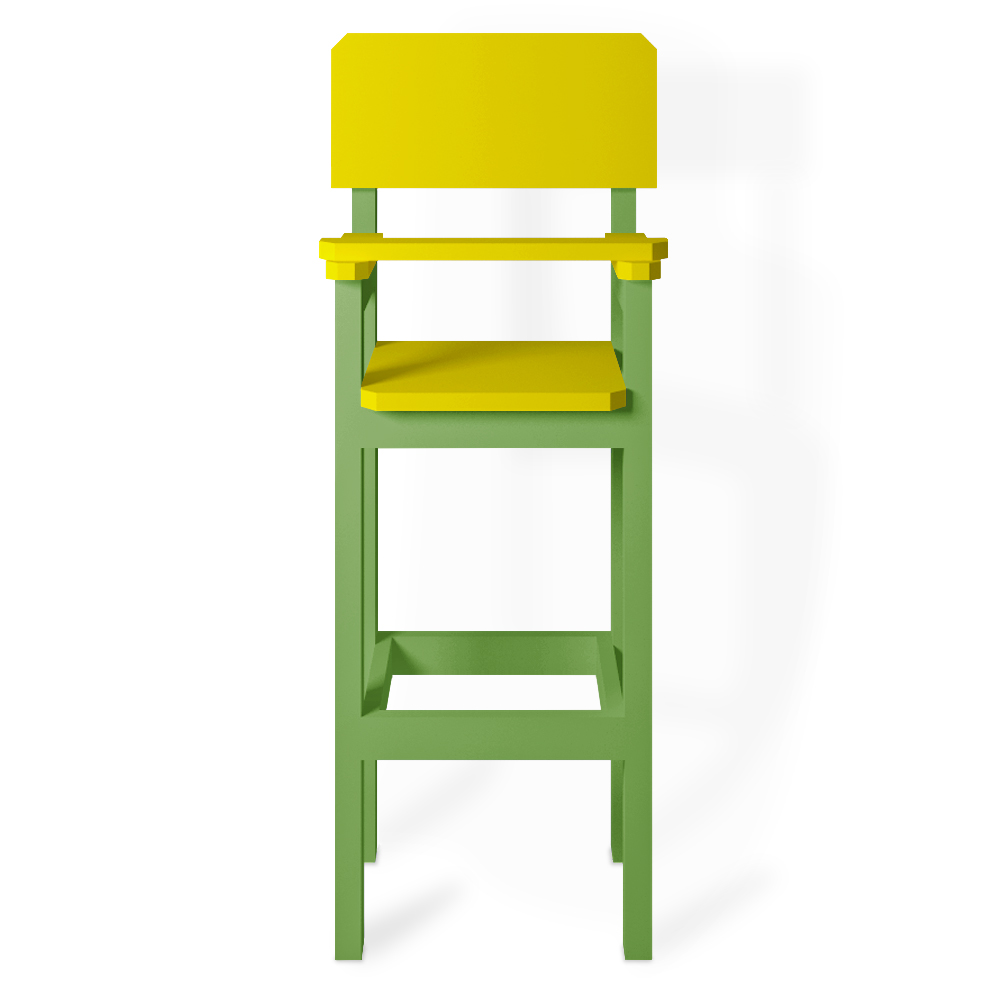 Kit 4 Cadeiras Alta Refeição Infantil Criança Restaurante Lanchonete MDF Verde/Amarelo L12