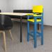 Kit 4 Cadeirass Alta Refeição Infantil Criança Restaurante Lanchonete MDF Azul Claro/Amarelo L12