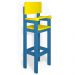 Kit 4 Cadeirass Alta Refeição Infantil Criança Restaurante Lanchonete MDF Azul Claro/Amarelo L12