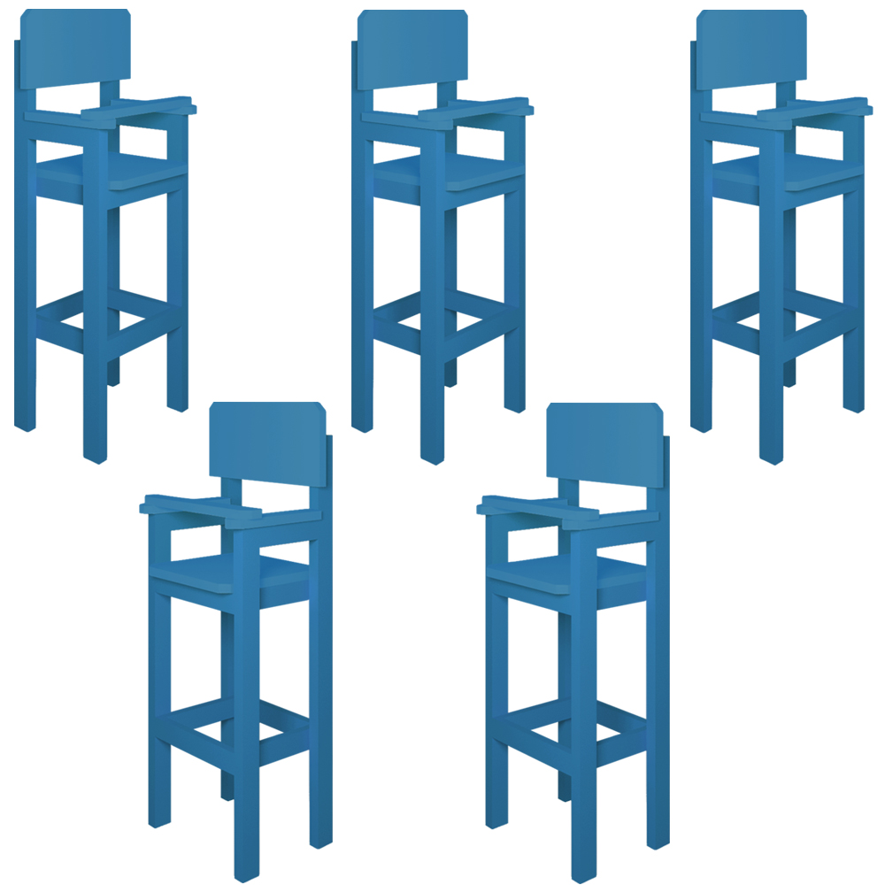 Kit 5 Cadeiras Alta Refeição Infantil Criança Restaurante Lanchonete MDF Azul Claro L12
