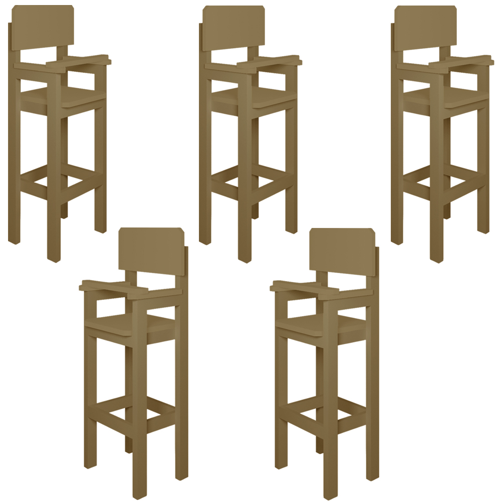 Kit 5 Cadeiras Alta Refeição Infantil Criança Restaurante Lanchonete MDF Bege L12
