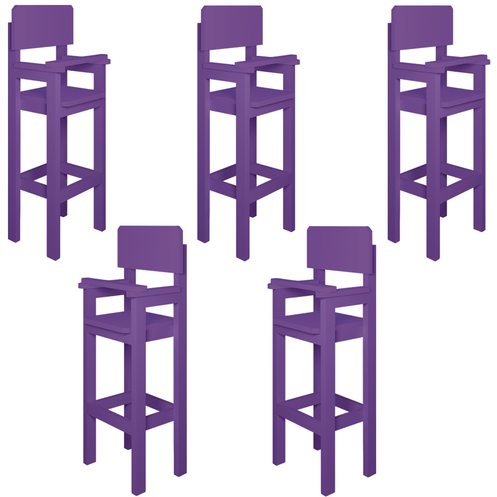Kit 5 Cadeiras Alta Refeição Infantil Criança Restaurante Lanchonete MDF Lilás L12