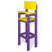 Kit 5 Cadeiras Alta Refeição Infantil Criança Restaurante Lanchonete MDF Lilás/Amarelo L12