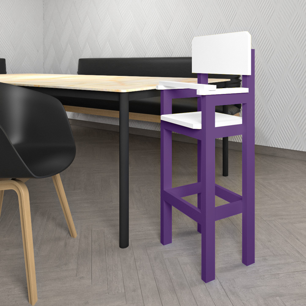 Kit 5 Cadeiras Alta Refeição Infantil Criança Restaurante Lanchonete MDF Lilás/Branco L12