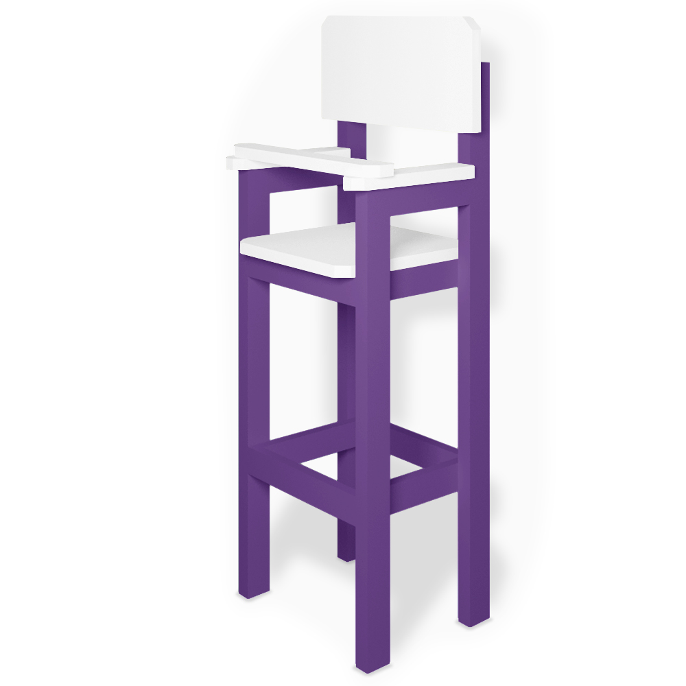 Kit 5 Cadeiras Alta Refeição Infantil Criança Restaurante Lanchonete MDF Lilás/Branco L12
