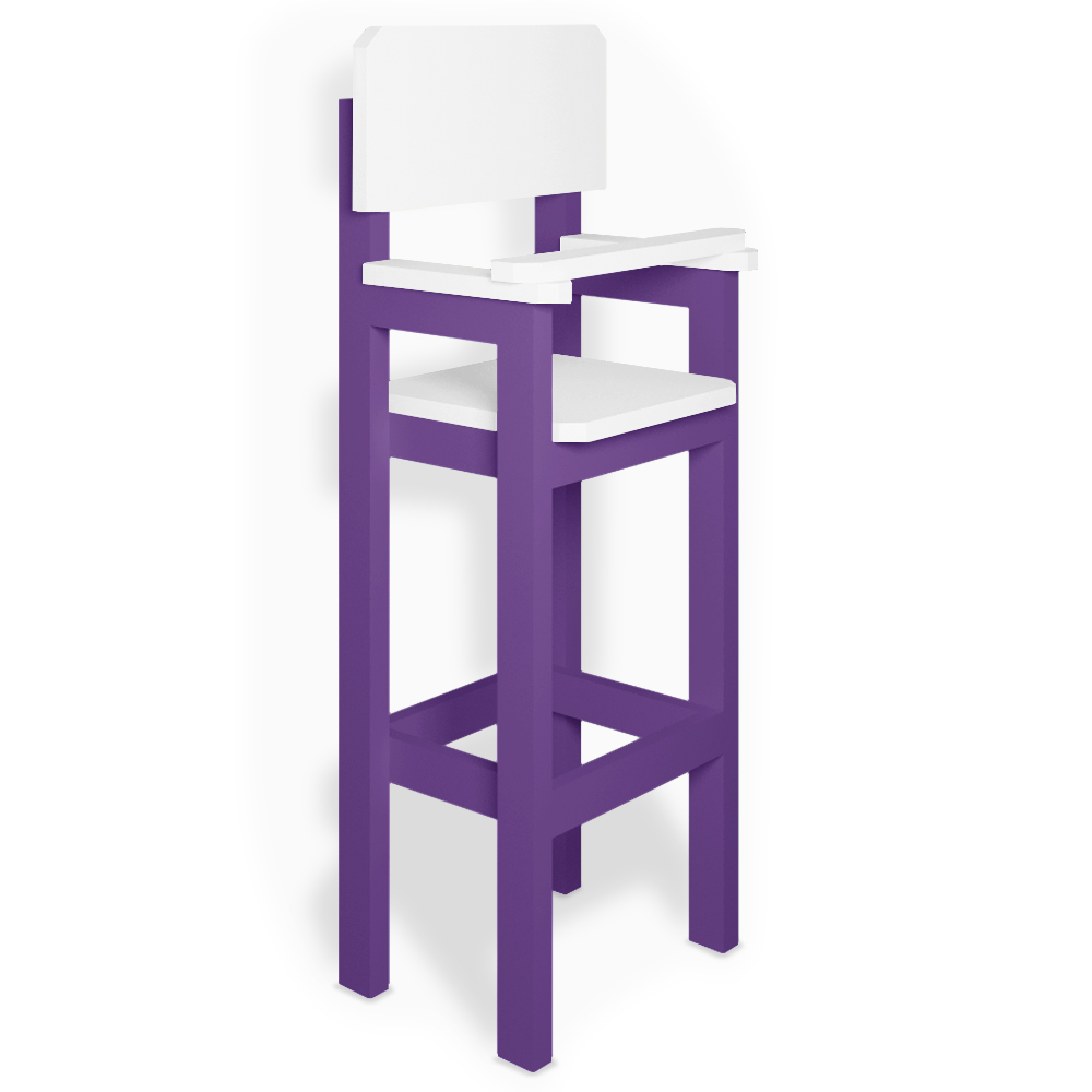 Kit 5 Cadeiras Alta Refeição Infantil Criança Restaurante Lanchonete MDF Lilás/Branco L12