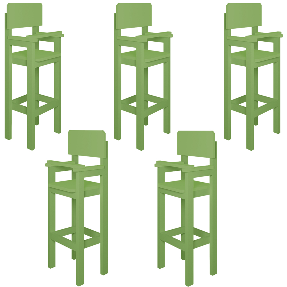 Kit 5 Cadeiras Alta Refeição Infantil Criança Restaurante Lanchonete MDF Verde L12