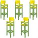 Kit 5 Cadeiras Alta Refeição Infantil Criança Restaurante Lanchonete MDF Verde/Amarelo L12