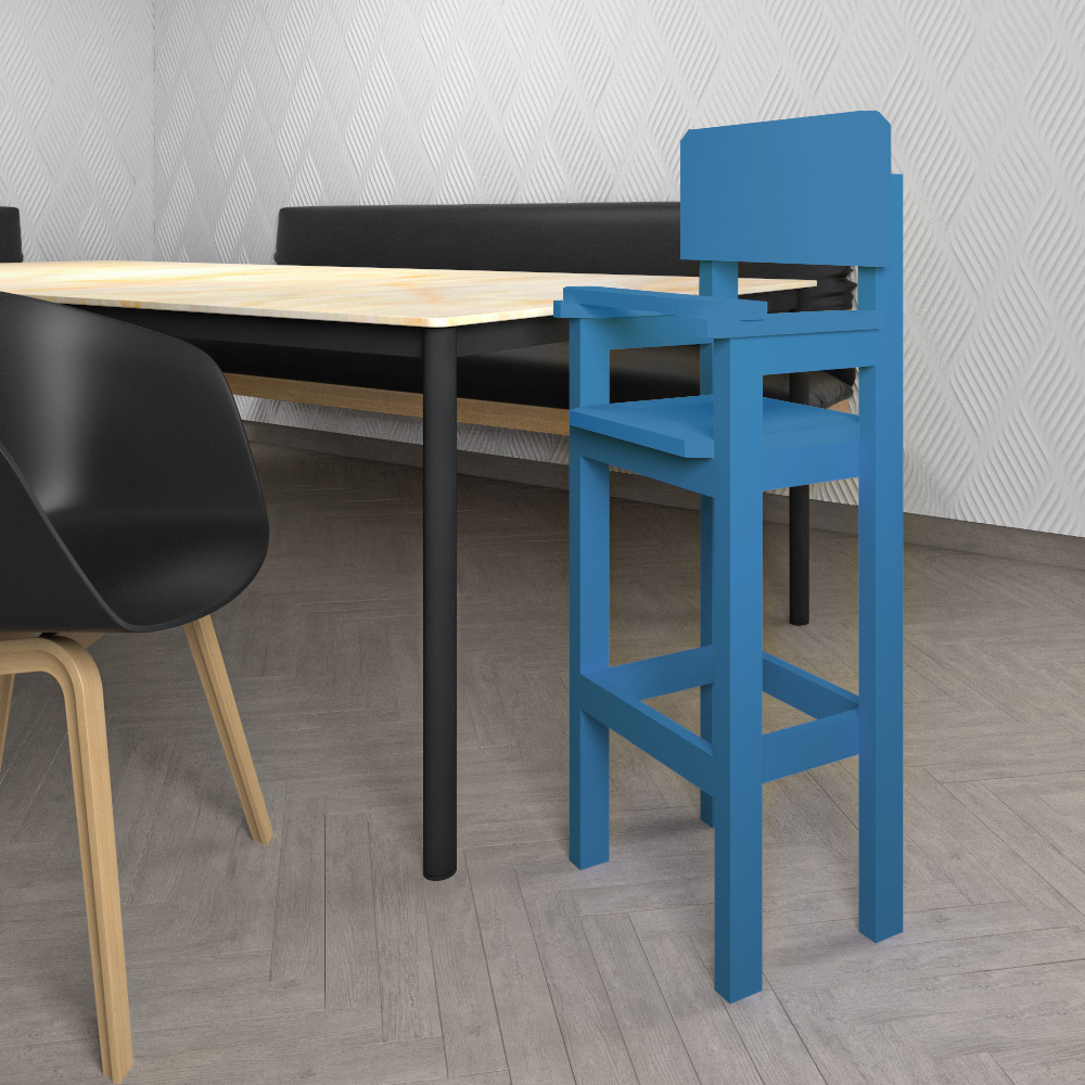 Kit 6 Cadeiras Alta Refeição Infantil Criança Restaurante Lanchonete MDF Azul Claro L12