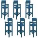 Kit 6 Cadeiras Alta Refeição Infantil Criança Restaurante Lanchonete MDF Azul L12