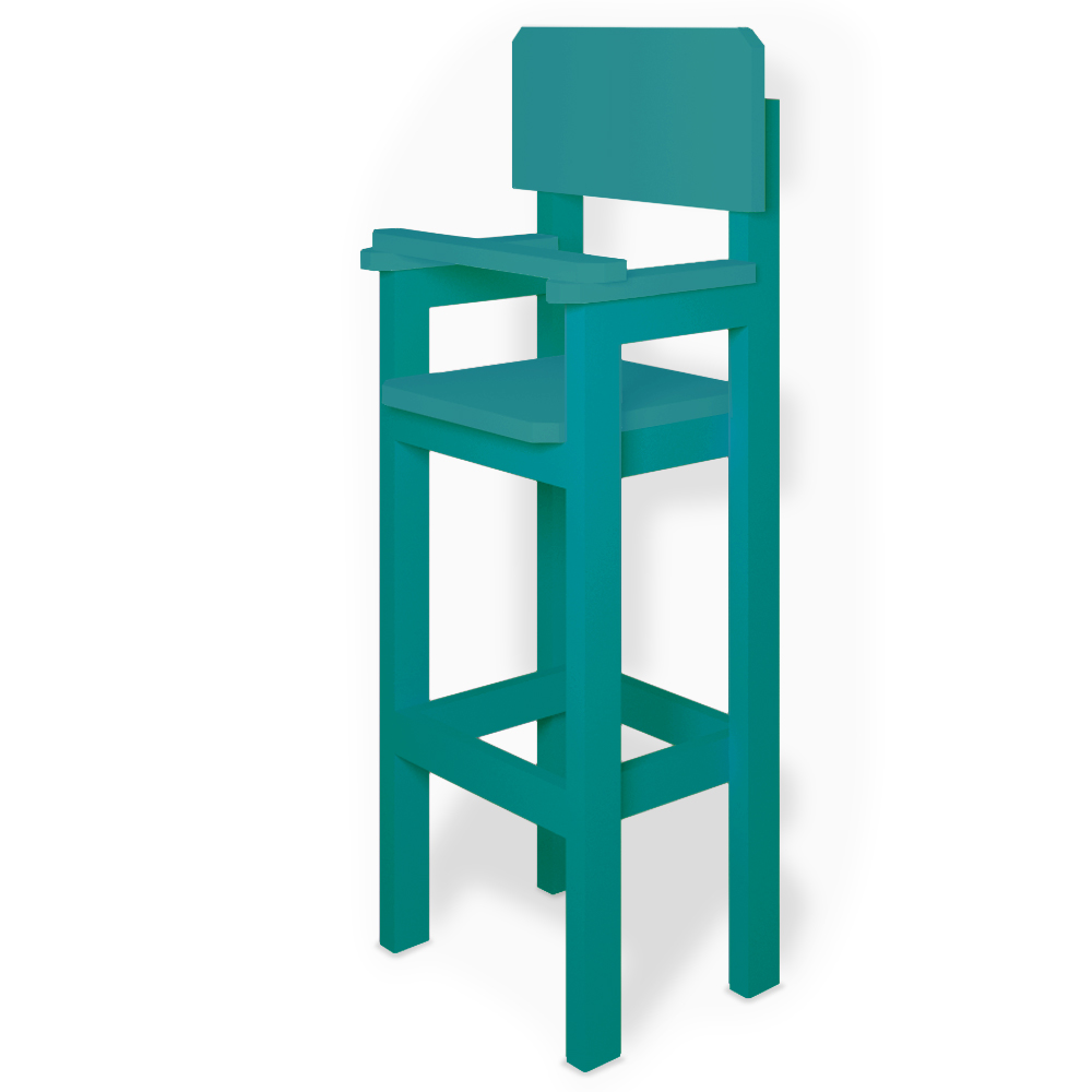 Kit 6 Cadeiras Alta Refeição Infantil Criança Restaurante Lanchonete MDF Azul Turquesa L12