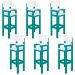 Kit 6 Cadeiras Alta Refeição Infantil Criança Restaurante Lanchonete MDF Azul Turquesa/Branco L12