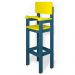 Kit 6 Cadeiras Alta Refeição Infantil Criança Restaurante Lanchonete MDF Azul/Amarelo L12