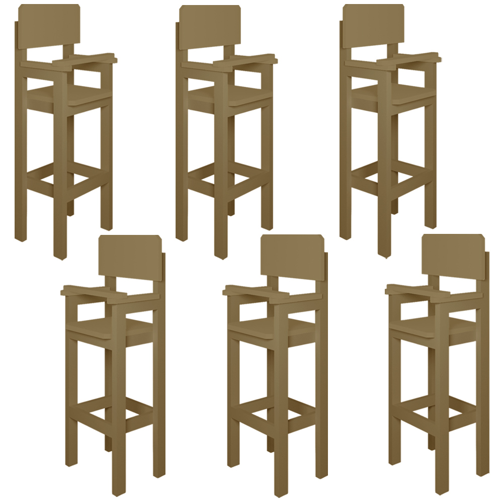 Kit 6 Cadeiras Alta Refeição Infantil Criança Restaurante Lanchonete MDF Bege L12