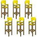 Kit 6 Cadeiras Alta Refeição Infantil Criança Restaurante Lanchonete MDF Bege/Amarelo L12