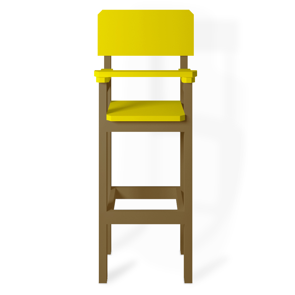 Kit 6 Cadeiras Alta Refeição Infantil Criança Restaurante Lanchonete MDF Bege/Amarelo L12