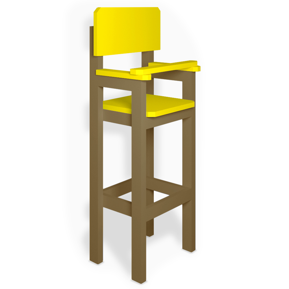Kit 6 Cadeiras Alta Refeição Infantil Criança Restaurante Lanchonete MDF Bege/Amarelo L12