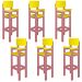 Kit 6 Cadeiras Alta Refeição Infantil Criança Restaurante Lanchonete MDF Rosa/Amarelo L12
