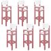 Kit 6 Cadeiras Alta Refeição Infantil Criança Restaurante Lanchonete MDF Rosa/Branco L12
