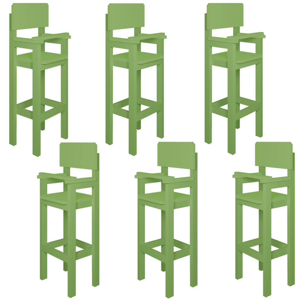 Kit 6 Cadeiras Alta Refeição Infantil Criança Restaurante Lanchonete MDF Verde L12