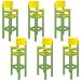 Kit 6 Cadeiras Alta Refeição Infantil Criança Restaurante Lanchonete MDF Verde/Amarelo L12