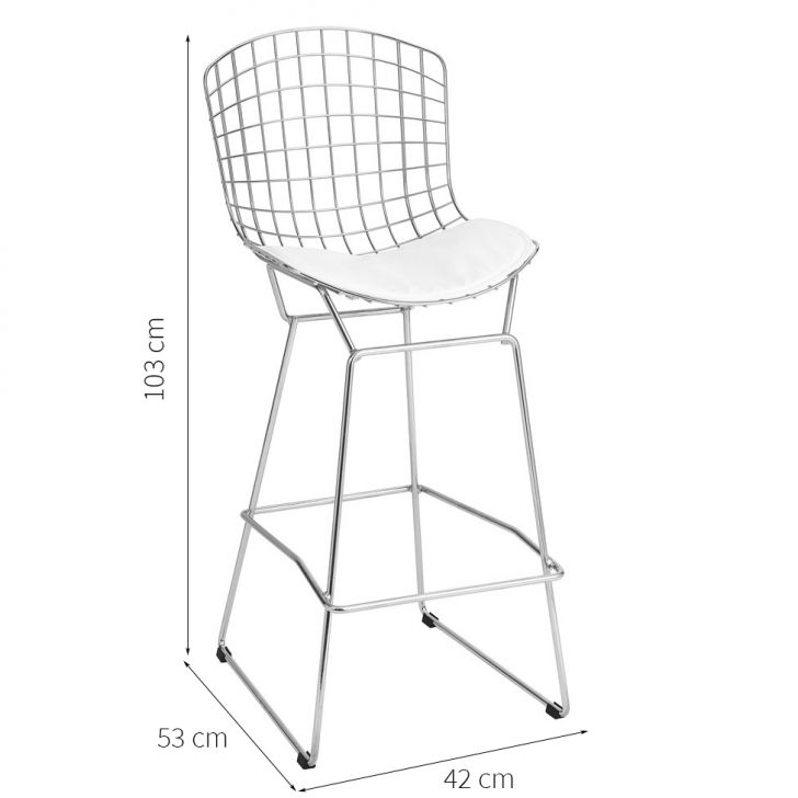 [OUTLET] Banqueta Bertoia Branca e Cromada