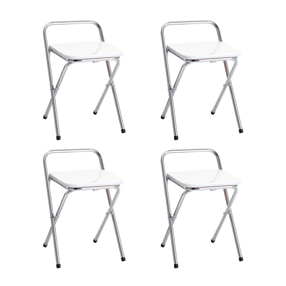 Conjunto de 4 Bancos Mocho Dobrável 101-X Branco Criativa