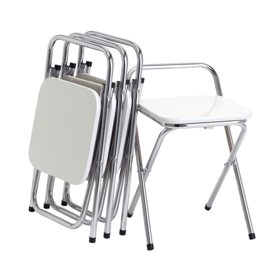 Conjunto de 4 Bancos Mocho Dobrável 101-X Branco Criativa