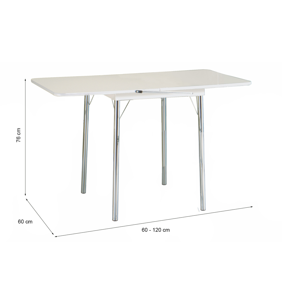 Conjunto de Mesa Dobrável com 4 Bancos Flor Branco e Prata