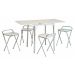 Conjunto de Mesa Dobrável com 4 Bancos Flor Branco e Prata
