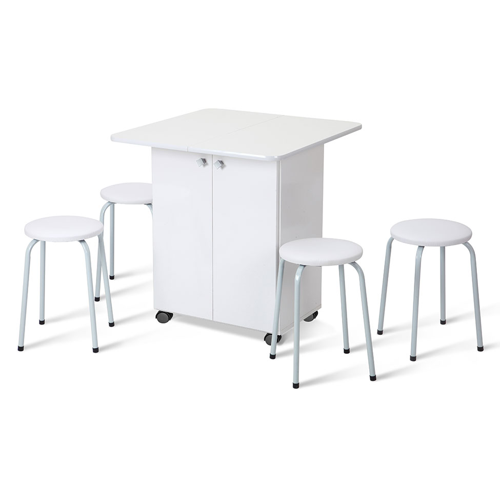 Conjunto de Mesa com 4 Bancos Sabrina Branco
