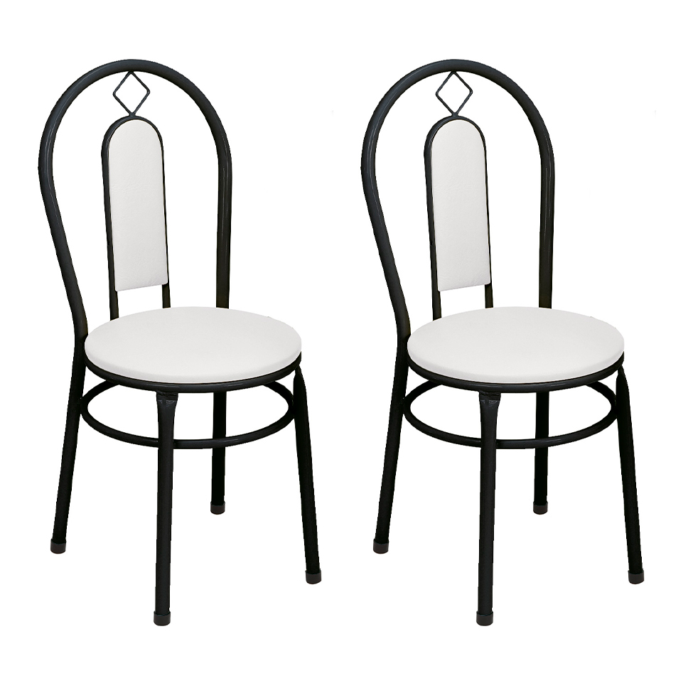 Conjunto com 2 Cadeiras Natureza Preto e Branco