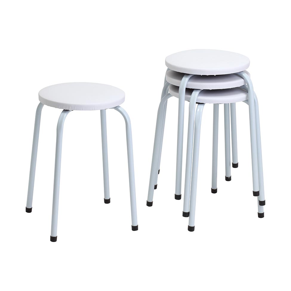 Conjunto com 4 Bancos Mocho Branco