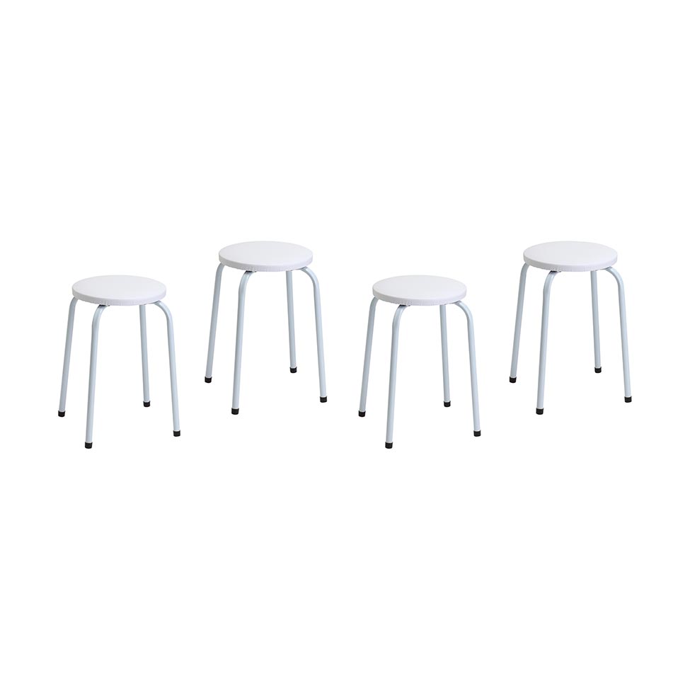 Conjunto com 4 Bancos Mocho Branco