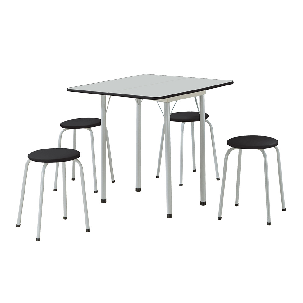 Conjunto de Mesa com 4 Bancos Nádia Branco e Preto