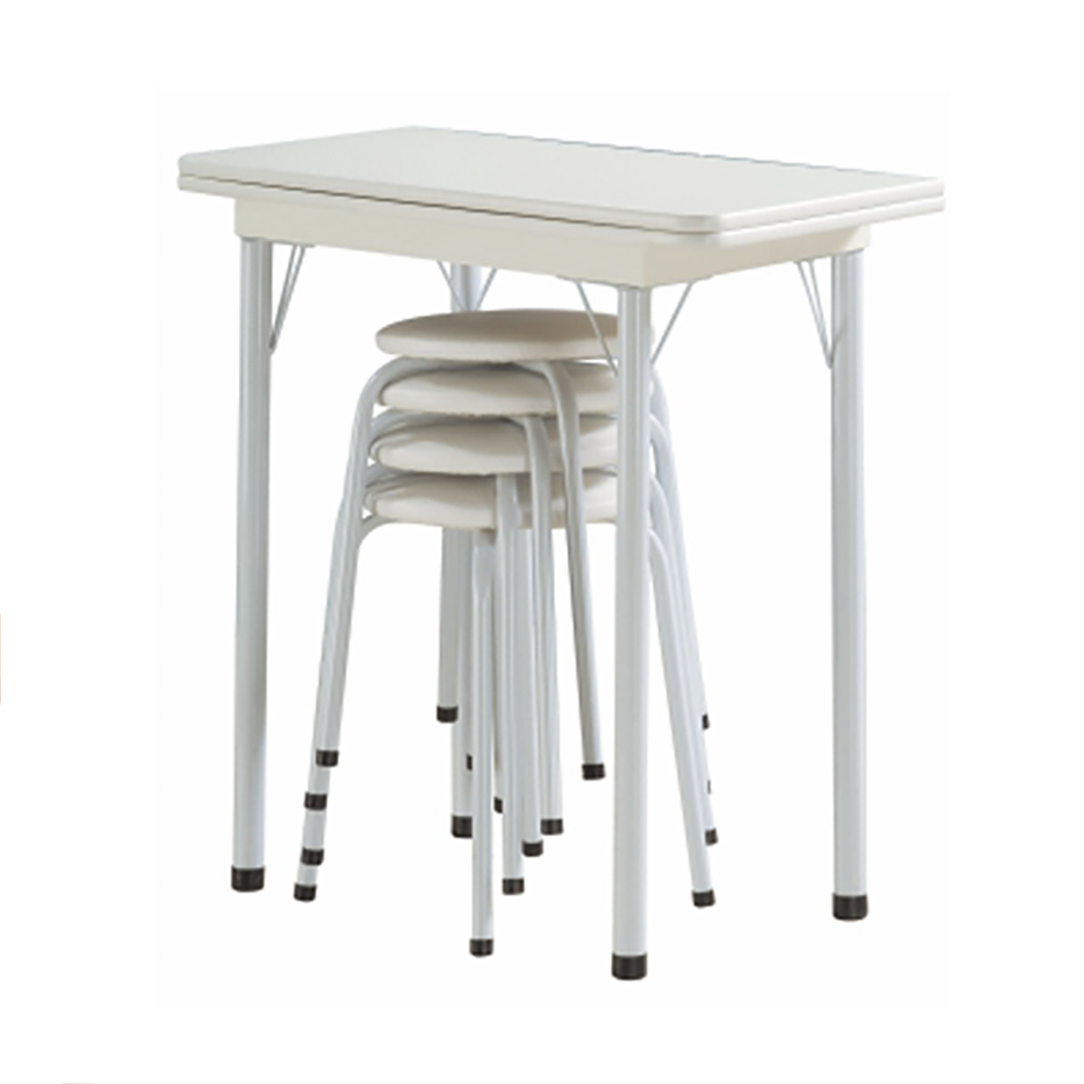 Conjunto de Mesa com 4 Bancos Nádia Branco e Preto