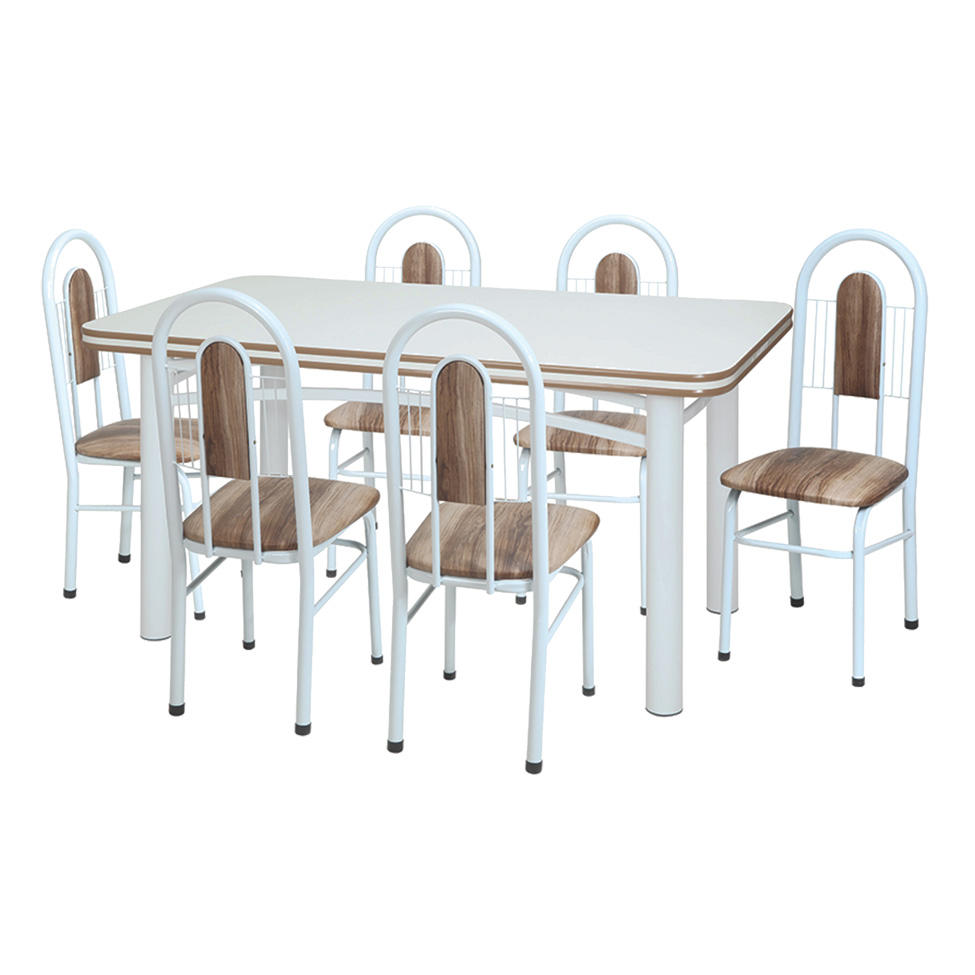 Conjunto de Mesa com 6 Cadeiras Luana Branco