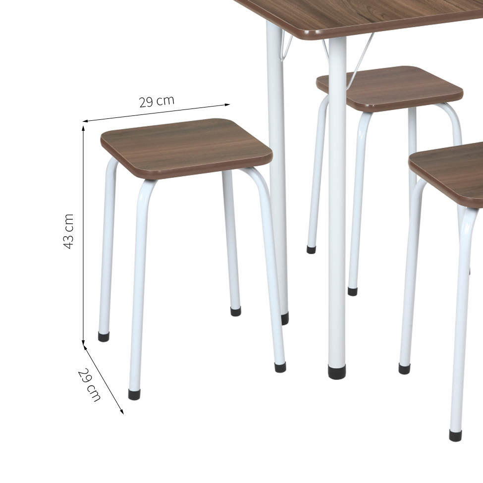 Conjunto de Mesa de Cozinha com 4 Bancos Nádia Marrom e Branco