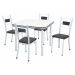 Conjunto de Mesa de Jantar com 4 Cadeiras Alice Branco e Preto