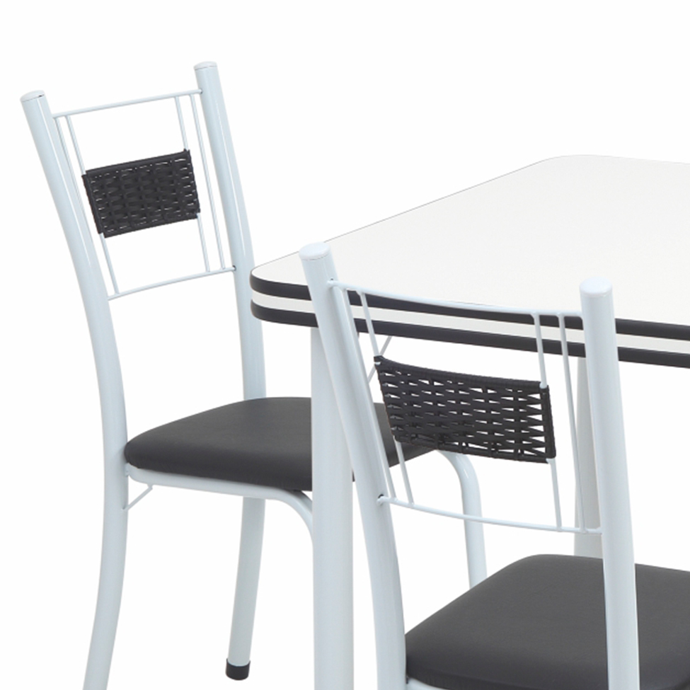 Conjunto de Mesa de Jantar com 4 Cadeiras Alice Branco e Preto