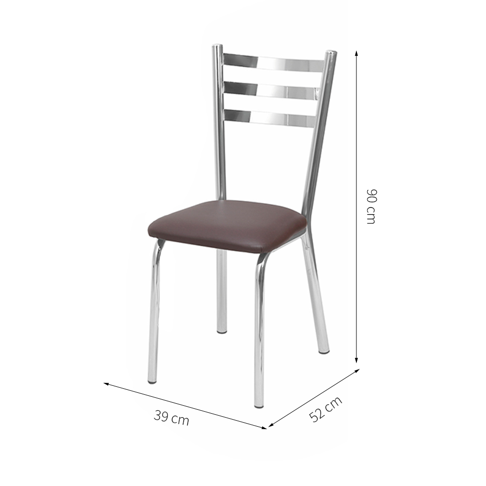 Conjunto de Mesa de Jantar com 4 Cadeiras Ana Maria Marrom e Cromado