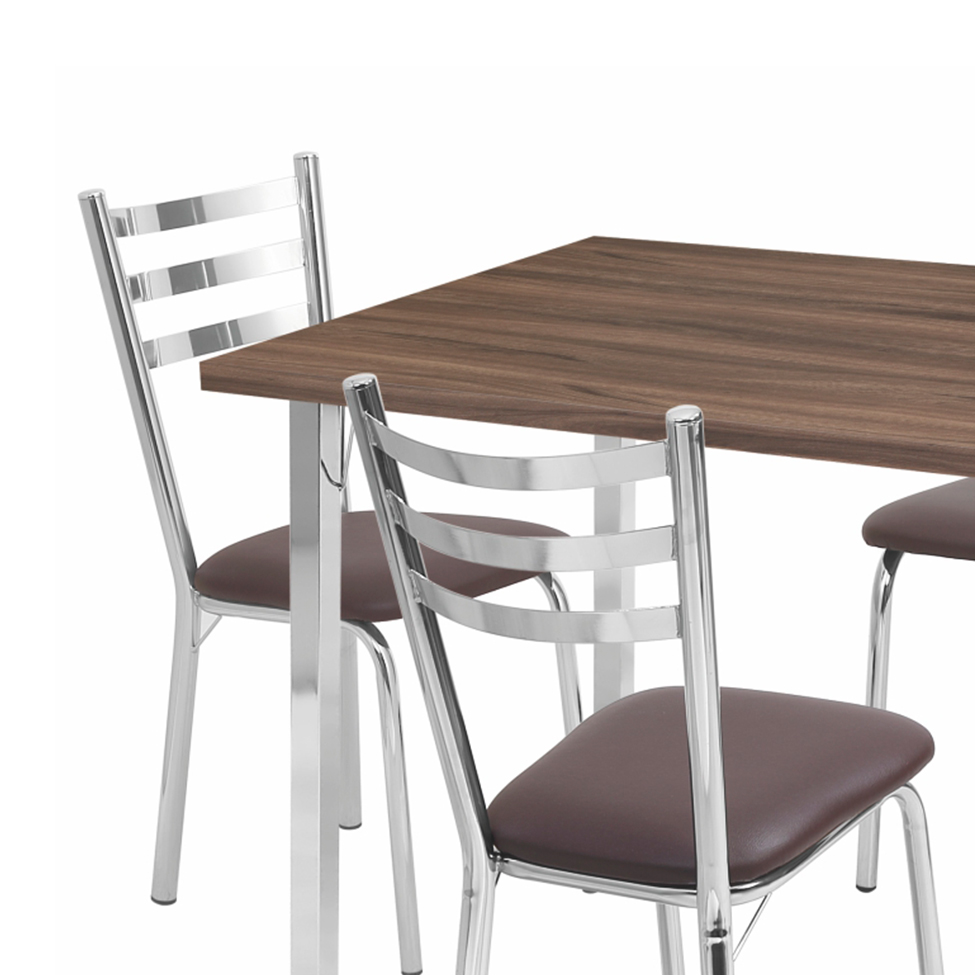 Conjunto de Mesa de Jantar com 4 Cadeiras Ana Maria Marrom e Cromado