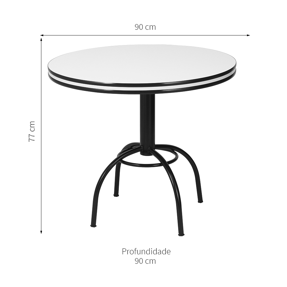Conjunto de Mesa de Jantar com 4 Cadeiras Giovana Branco e Preto